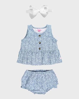 Girl's Summertime Swing Top, Bloomer and Headband Set, Size 0M-2T