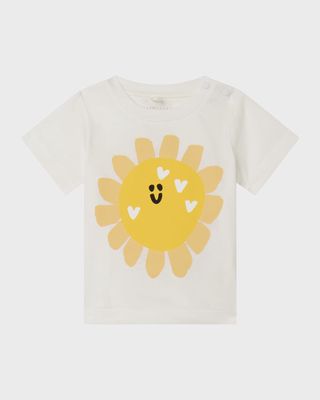 Girl's Sunflower Face Printed Short-Sleeve Tee, Size 12M-36M