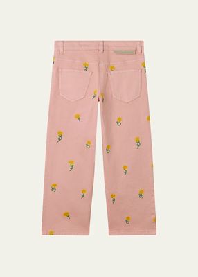 Girl's Sunflowers Gabardine Pants, Size 2-14