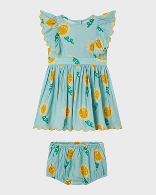 Girl's Sunflowers Printed Dress with Ruffles, 6M-36M