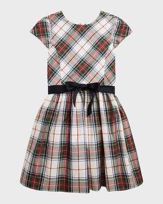 Girl's Taffeta-Print Festive Dress, Size 2-6X