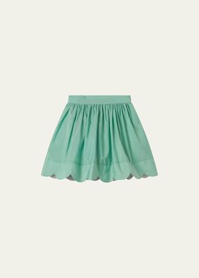 Girl's Taffeta Skirt with Scalloped Trim, Size 2-14