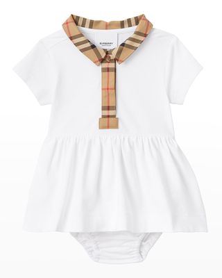 Girl's Tavi Check-Print Polo Dress W/ Bloomers, Size 6M-18M