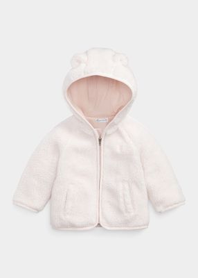 Girl's Teddy Bear Ears Fleece Jacket, Size 6M-24M
