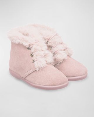 Girl's Teddy Lace-Up Booties, Baby/Toddler/Kids