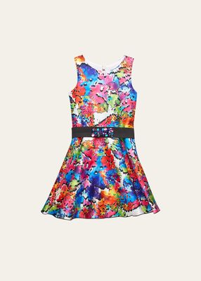 Girl's Tie Dye-Print Embellished Dress, Size 7-16