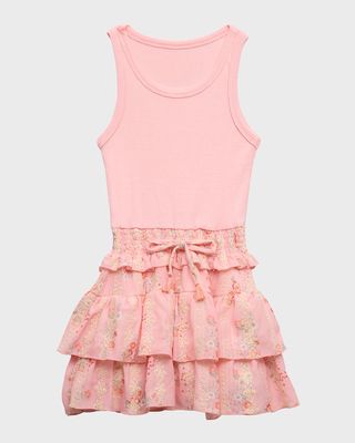 Girl's Tiered Eyelet Tank Dress, Size S-XL