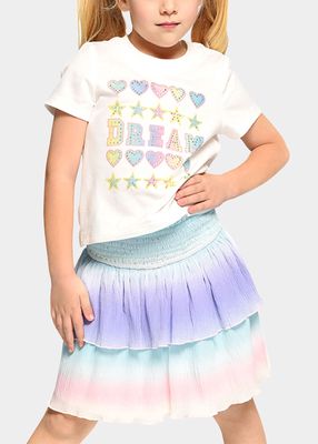 Girl's Tiered Ombre Smocked Skirt, Size 7-14