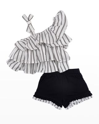 Girl's Tiered Ruffle Top W/ Shorts Set, Size 12M-24M