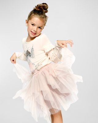 Girl's Tiered Ruffle Tulle Skirt, Size 7-10