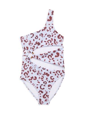Girl's Tiger Cut-Out One-Piece Swimsuit - Tiger - Size 12