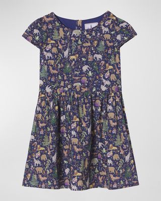 Girl's Tilly Liberty Christmas-Print Dress, Size 5-14