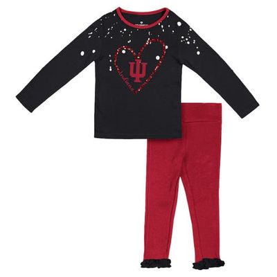 Girls Toddler Colosseum Black/Crimson Indiana Hoosiers Onstage Long Sleeve T-Shirt & Leggings Set
