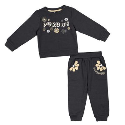 Girls Toddler Colosseum Black Purdue Boilermakers Flower Power Fleece Pullover Sweatshirt & Pants
