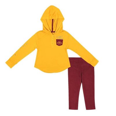 Girls Toddler Colosseum Gold/Cardinal Iowa State Cyclones Most Delightful Way Long Sleeve Hoodie T-Shirt & Leggings Set