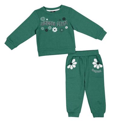 Girls Toddler Colosseum Green Michigan State Spartans Flower Power Fleece Pullover Sweatshirt & Pants