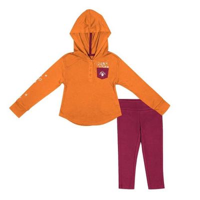 Girls Toddler Colosseum Orange/Maroon Virginia Tech Hokies Most Delightful Way Long Sleeve Hoodie T-Shirt & Leggings Set