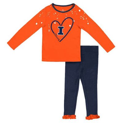 Girls Toddler Colosseum Orange/Navy Illinois Fighting Illini Onstage Long Sleeve T-Shirt & Leggings Set
