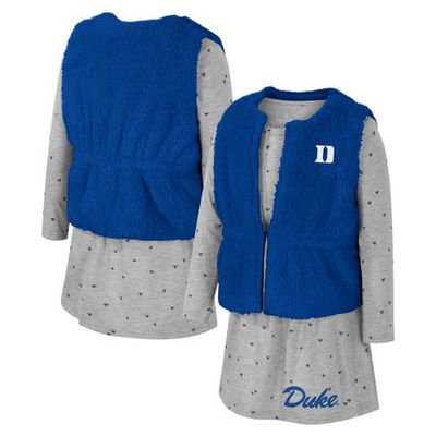 Girls Toddler Colosseum Royal Duke Blue Devils Meowing Vest & Dress Set
