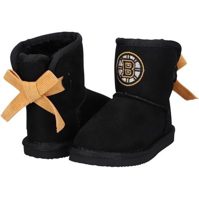 Girls Toddler Cuce Black Boston Bruins Low Team Ribbon Boots