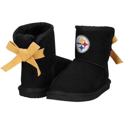 Girls Toddler Cuce Black Pittsburgh Steelers Low Team Ribbon Boots