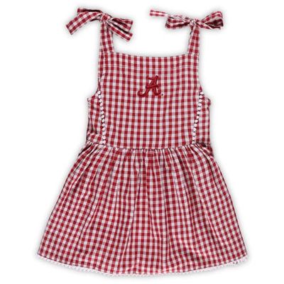 Girls Toddler Garb Crimson Alabama Crimson Tide Teagan Gingham Sleeveless Dress