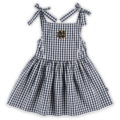 Girls Toddler Garb Navy Notre Dame Fighting Irish Teagan Gingham Sleeveless Dress
