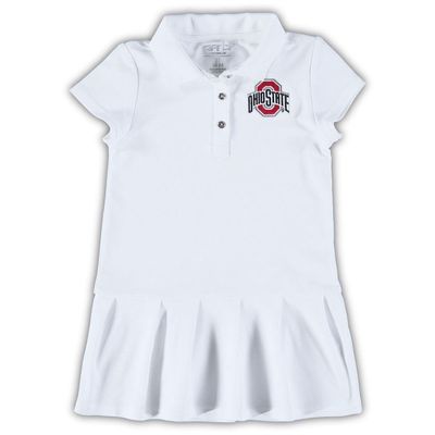Girls Toddler Garb White Ohio State Buckeyes Caroline Cap Sleeve Polo Dress