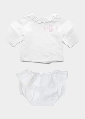 Girl's Top W/ Bloomers 2-Piece Gift Set, Size Newborn-24M
