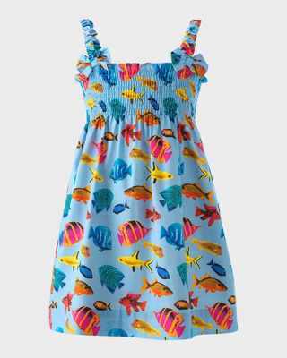 Girl's Tropical Fish Printed Sundress, Size 2-14