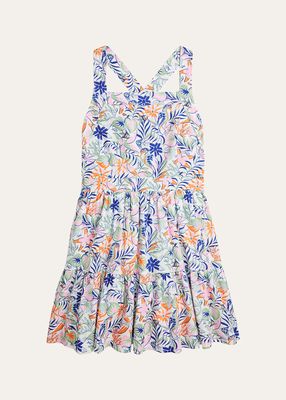 Girl's Tropical-Print Day Dress, Size 7-16
