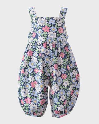 Girl's Tulip Floral-Print Jumpsuit, Size 6M-24M