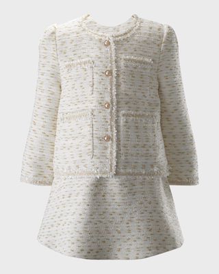 Girl's Tweed Jacket And Skirt Set, Size 2-14