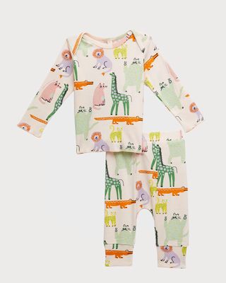 Girl's Two-Piece Animal-Print Pajamas, Size 6M-24M