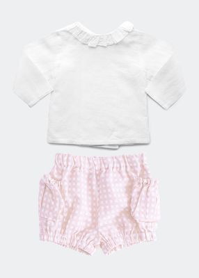 Girl's Two-Piece Blouse W/Shorts Set, Size Newborn-24M
