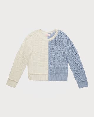 Girl's Two-Toned Knit Sweater, Size 4-6X