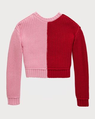 Girl's Two-Toned Knit Sweater, Size S-XL