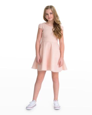Girl's Valerie Short-Sleeve Inside-Pocket Dress, Size 7-16