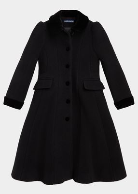 Girl's Velvet Trim Princess Coat, Size 5-7