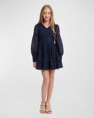 Girl's Venice Lace Mini Dress, Size 4-14