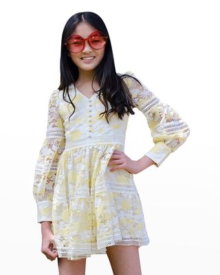 Girl's Venice Lace Mini Dress, Size 6-14