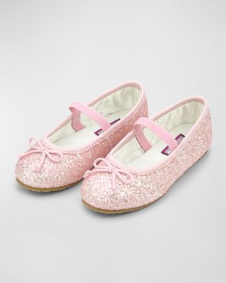 Girl's Victoria Sparkle Glitter Bow Flats, Baby/Toddler/Kids