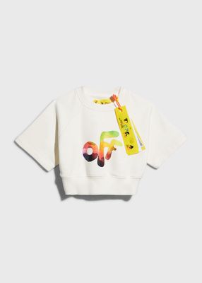Girl's Watercolor Logo Cropped Sweater, Size 4-12