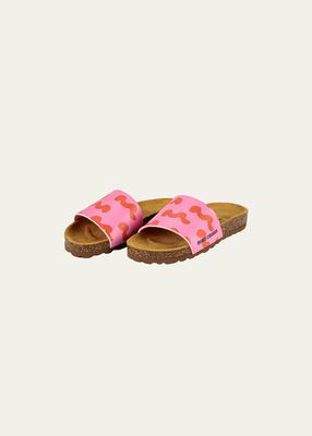 Girl's Wave Faux-Leather Slide Sandals, Toddler/Kids