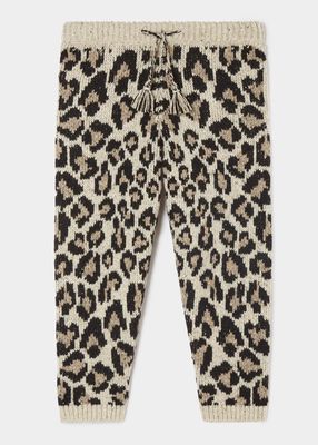 Girl's Wild Spirit Cheetah-Print Wool Pants, Size 4-10