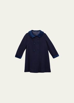 Girl's Wool Scallop-Trim Coat, Size 18M-5