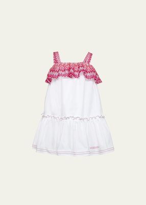 Girl's Woven Dress with Printed Ruffle, Size 12-14