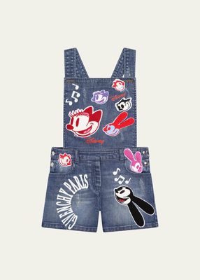 Girl's x Disney Short Denim Overalls, Size 6-14