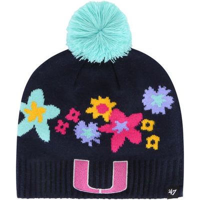 Girls Youth '47 Navy Miami Hurricanes Buttercup Knit Beanie with Pom