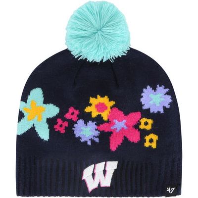 Girls Youth '47 Navy Wisconsin Badgers Buttercup Knit Beanie with Pom
